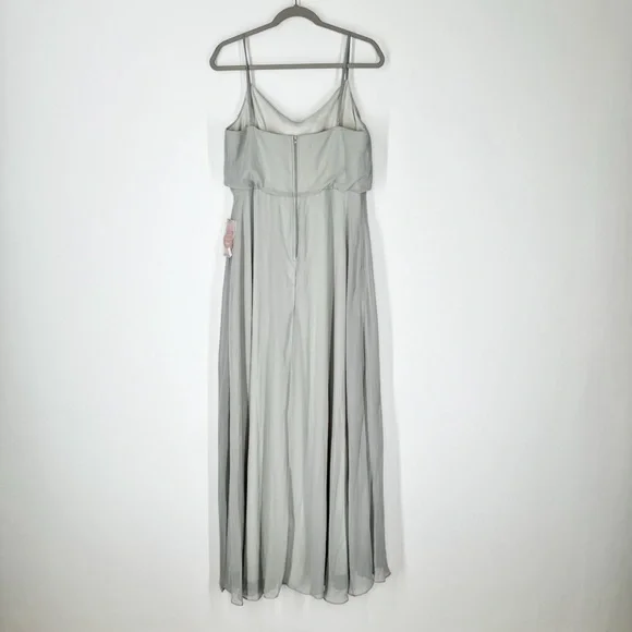 NWT Birdy Grey Gwennie Dove Gray Chiffon Dress Women’s Size Large - Picture 2 of 15